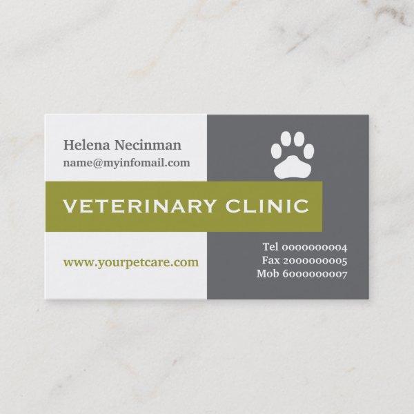 Vet/Veterinary Clinic paw olive green eye-catching