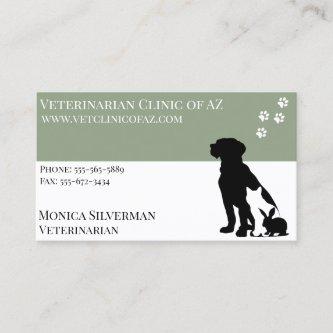 Veterinarian Vet Paw Black Grey Block Pets