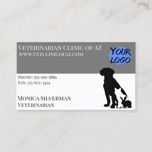 Veterinarian Vet Paw Black Grey Block Your Logo