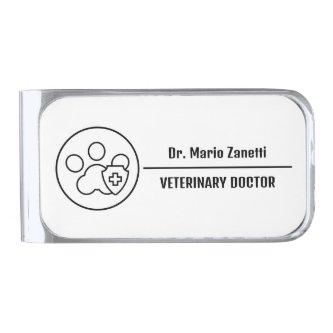 Veterinary medicine hospital and clinic Name Tag Silver Finish Money Clip