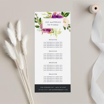 Vibrant Bloom Watercolor Floral Pricing/Services Rack Card