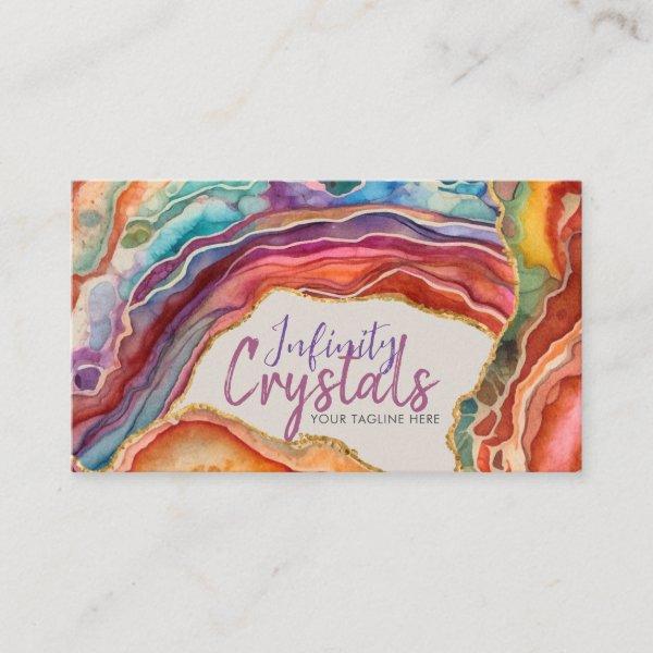 Vibrant Colorful Agate Watercolor Abstract