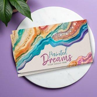 Vibrant Colorful Agate Watercolor Abstract