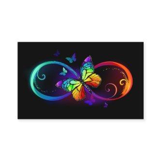 Vibrant infinity with rainbow butterfly on black