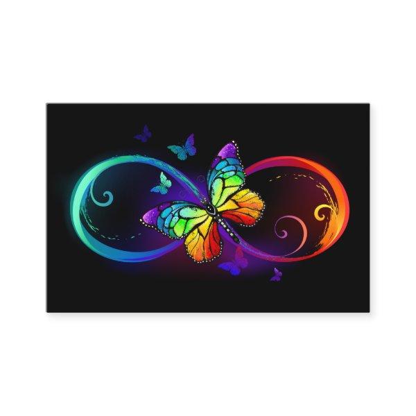 Vibrant infinity with rainbow butterfly on black