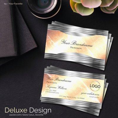 Vibrant Ivory Peach with Silver Borders and Logo