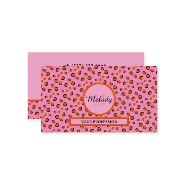 vibrant pink  Leopard Animal Print Monogram