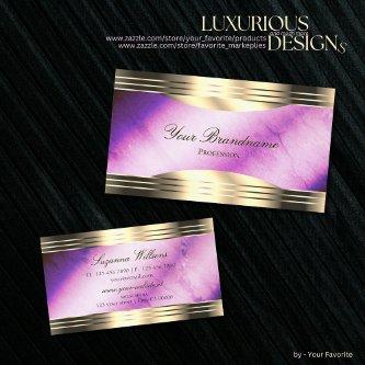 Vibrant Purple Marble with Decorated Gold Borders