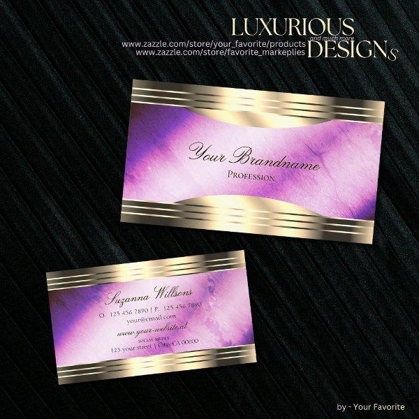 Vibrant Purple Marble with Decorated Gold Borders