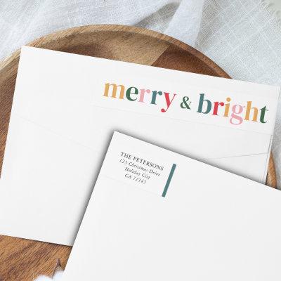 Vibrant Typography Merry & Bright Modern Christmas Wrap Around Label