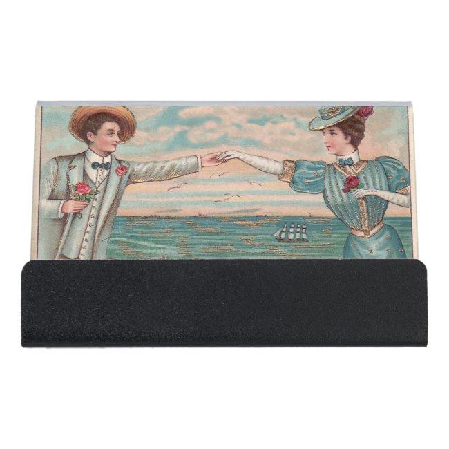 Victorian Beach Love Dressy Ocean Wedding Couple Desk Holder