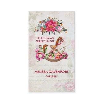 Victorian Rocking Horse & Poinsettia Christmas