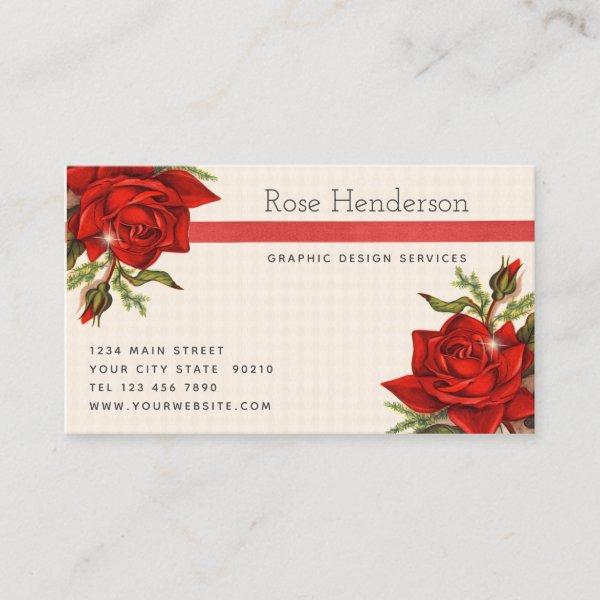 Victorian Vintage Red Rose Romance