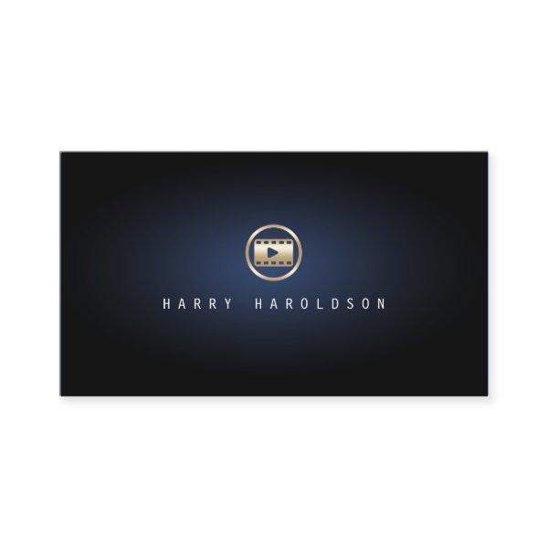 Video Editor Elegant Video Clip Icon Blue Glow