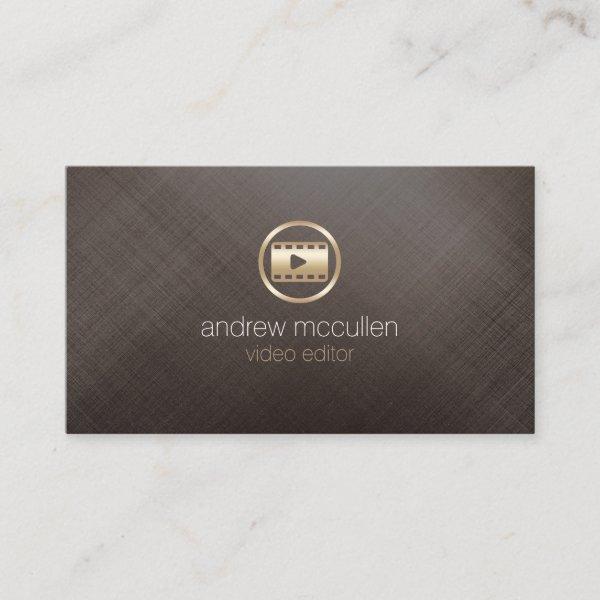 Video Editor Video Clip Icon Brushed Gold Metal