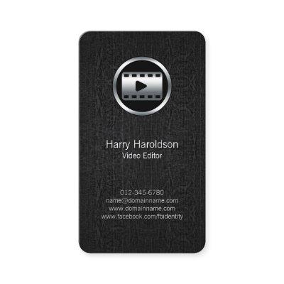 Video Editor Video Strip Black Grunge BusinessCard