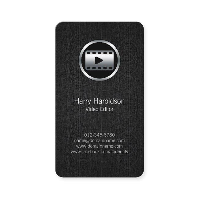 Video Editor Video Strip Black Grunge BusinessCard
