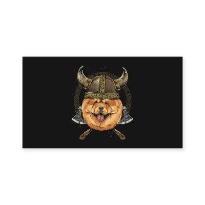 Viking Chow Chow Dog with Viking Helmet Mjolnir Ax