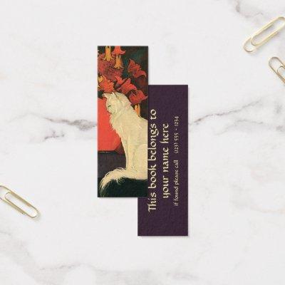 Vintage Animals, Elegant White Cat, Autumn Flowers