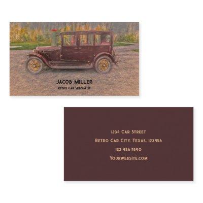 Vintage Antique Retro Brown Classic Car Sketch