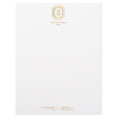 Vintage Art Deco Monogram Gold/White Letterhead