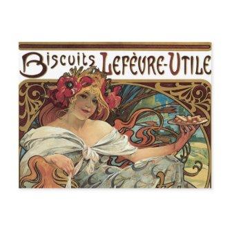 Vintage Art Nouveau, Biscuits by Alphonse Mucha Postcard