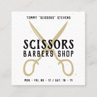 Vintage barber shop black gold retro scissor logo square