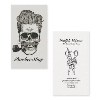 Vintage Barber Shop Skull Scissors