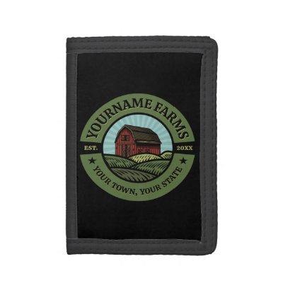 Vintage Barn ADD NAME Country Farm Crops Farmer  Trifold Wallet