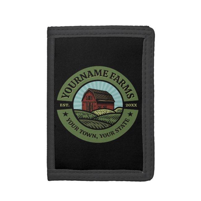 Vintage Barn ADD NAME Country Farm Crops Farmer Trifold Wallet