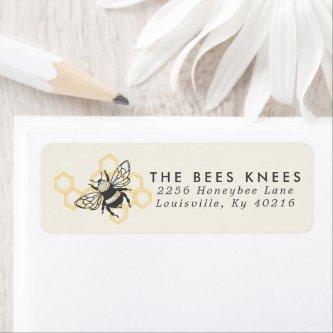 Vintage Bee Logo Rustic Honeybee Return Address Label