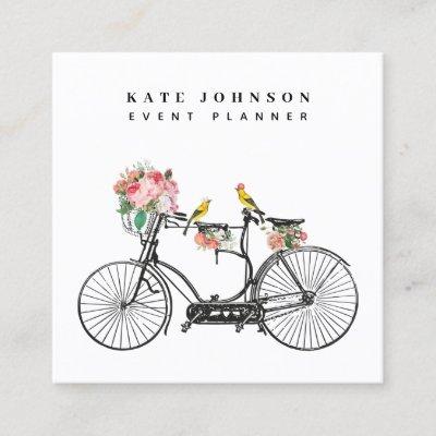 Vintage Bicycle Flowers  Birds Event Planner Square