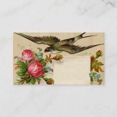 Vintage Bird With Flowers