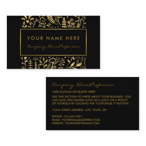 Vintage Black & Gold Foil Leaf Effect