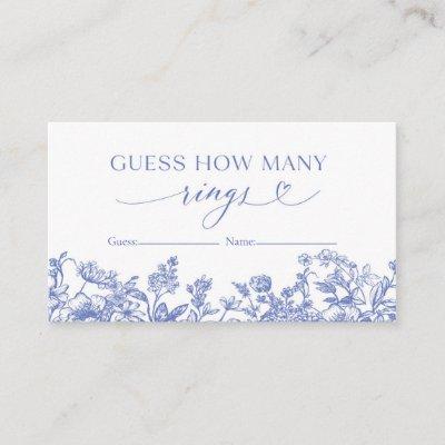 Vintage Blue Floral Guess How Many Rings Game Card