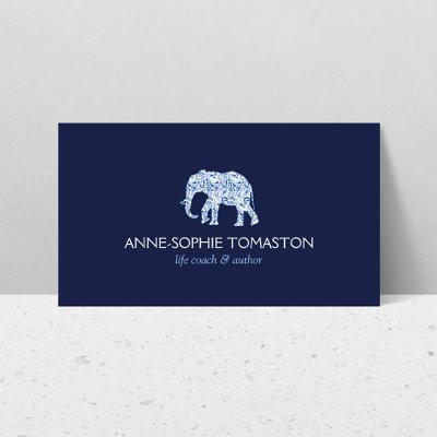 Vintage Blue Patterned Elephant Logo