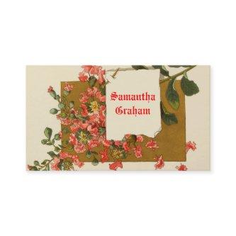 Vintage branch with red pink flowers custom