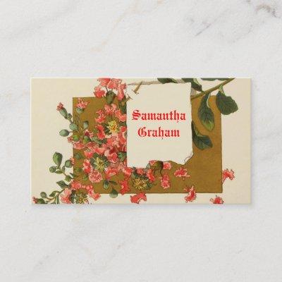 Vintage branch with red pink flowers custom