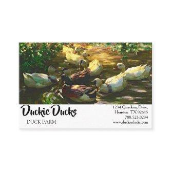 Vintage Brown And White Ducks In a Pond