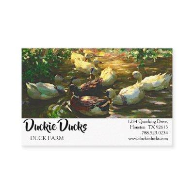 Vintage Brown And White Ducks In a Pond