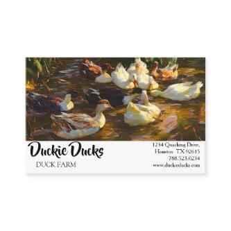 Vintage Brown Black White Ducks In Pond