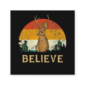 Vintage Bunny Cactus Believe | Rabbit Lovers Square