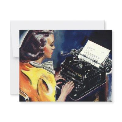Vintage Business Executive Secretary Typing Letter