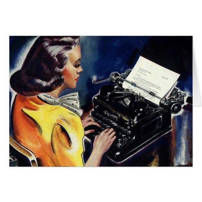 Vintage Business Executive Secretary Typing Letter