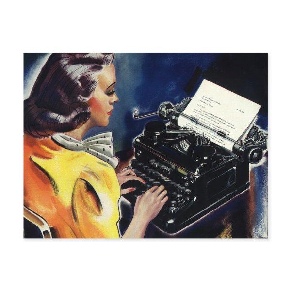 Vintage Business Executive Secretary Typing Letter Postcard