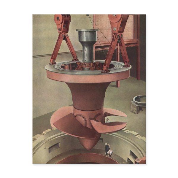 Vintage Business, Giant Water Turbine Energy Postcard