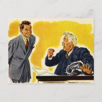 Vintage Business, Mad CEO Executive Boss Employee Postcard