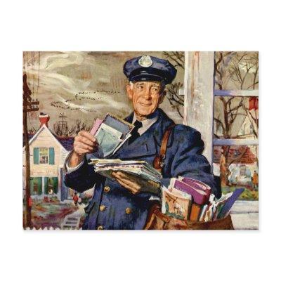 Vintage Business, Mailman Delivering Mail Letters Postcard