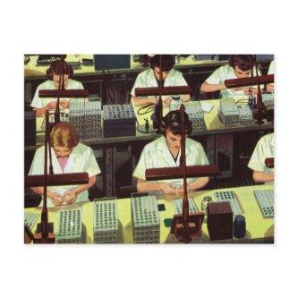 Vintage Business, Telephone Assembly Line Workers Postcard