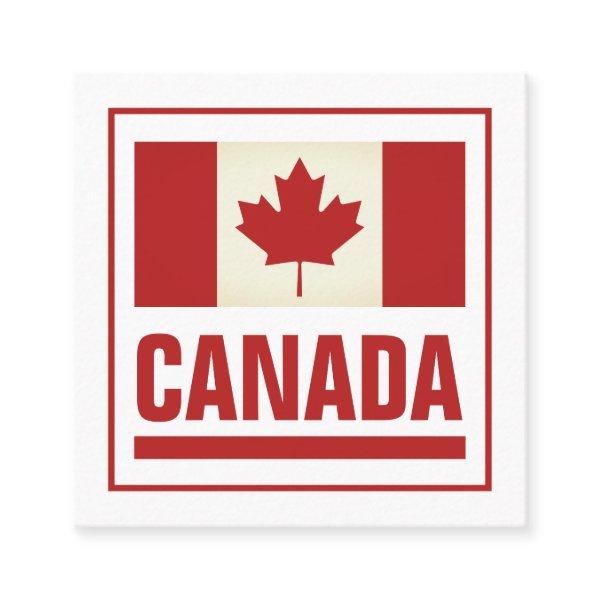 Vintage Canadian maple leaf flag of Canada Square